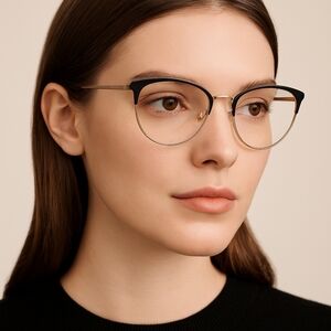 Longchamp LO2120 Black & Gold Cat-Eye Glasses With Case – Rx -1.25 Lenses